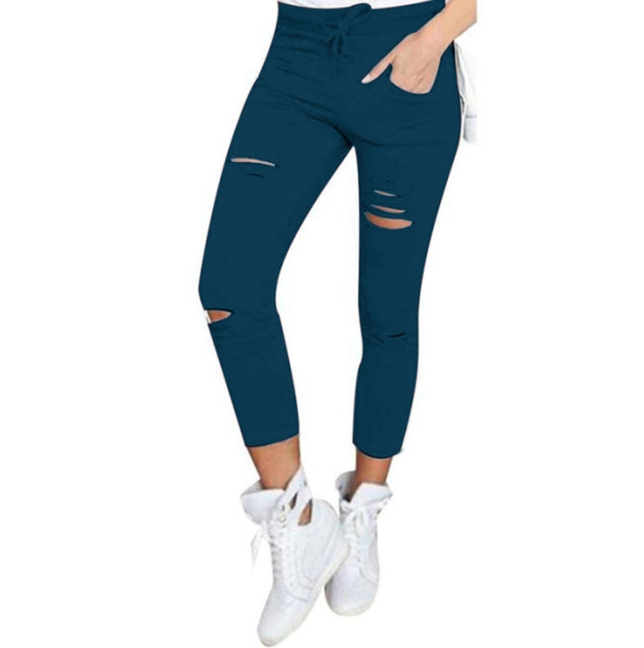 FlexFit Distressed Cotton Jeans: Sleek & Stretchy