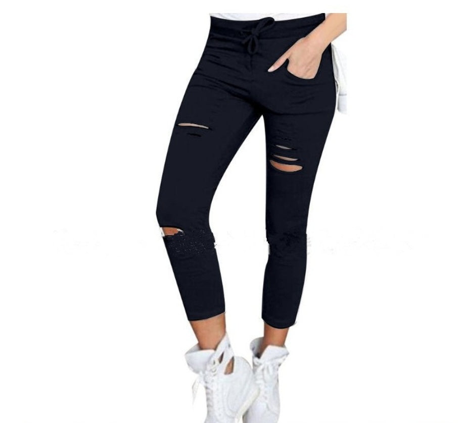 FlexFit Distressed Cotton Jeans: Sleek & Stretchy