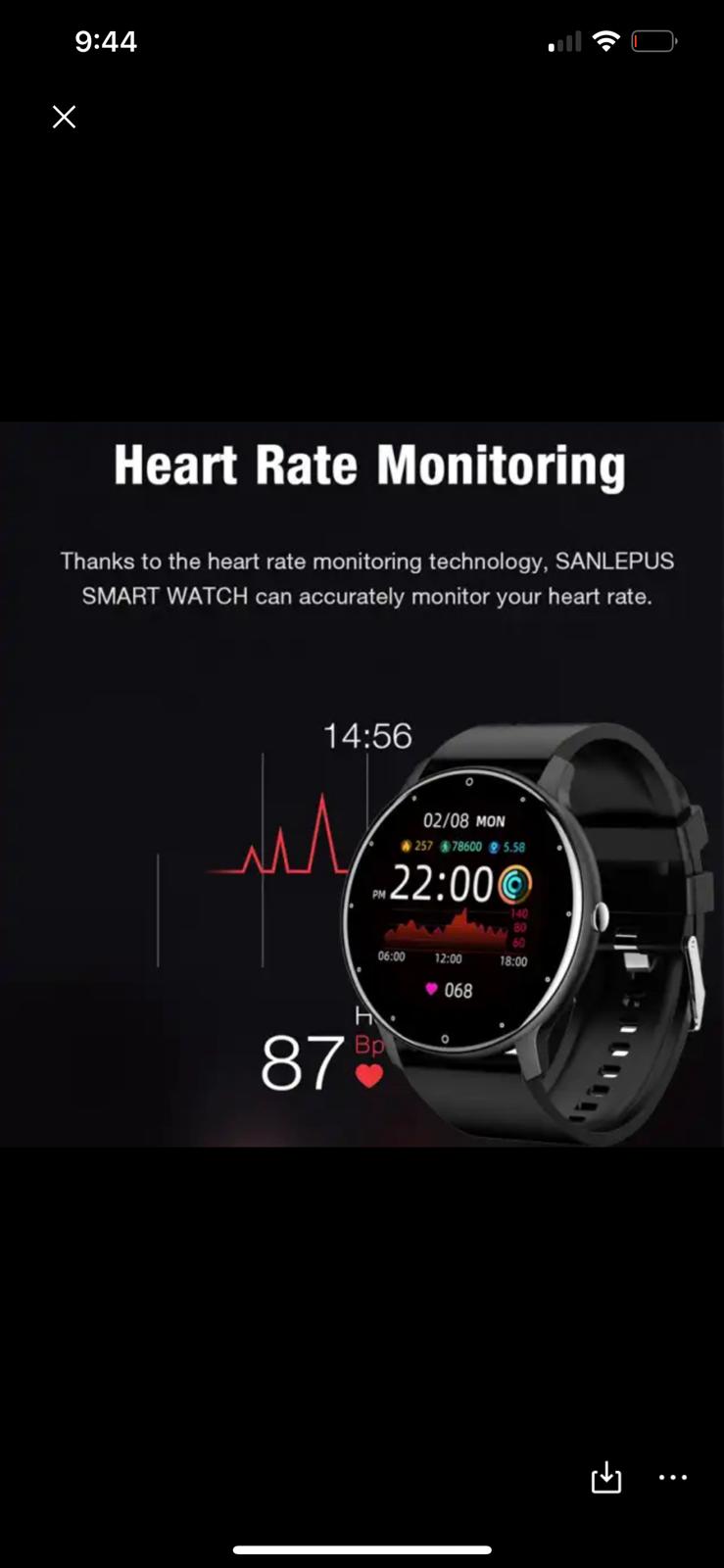 Men & Women Smart Fitness Watch-Fitness, Sleep, Heart & Blood Pressure Monitor,Android/iOS