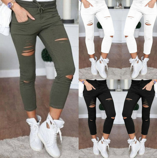 FlexFit Distressed Cotton Jeans: Sleek & Stretchy