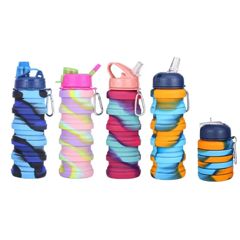 Large Capacity Silicone folding water bottle Outdoor Sports Cycling Kettle Portable Creative Compression Soft Cup Travel Cup