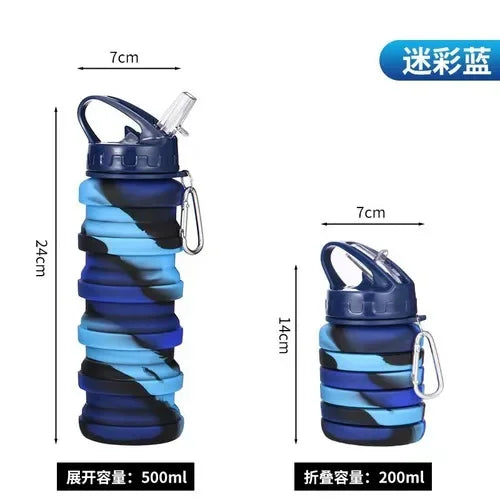 Large Capacity Silicone folding water bottle Outdoor Sports Cycling Kettle Portable Creative Compression Soft Cup Travel Cup