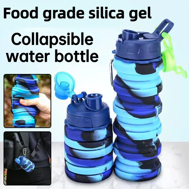 Large Capacity Silicone folding water bottle Outdoor Sports Cycling Kettle Portable Creative Compression Soft Cup Travel Cup