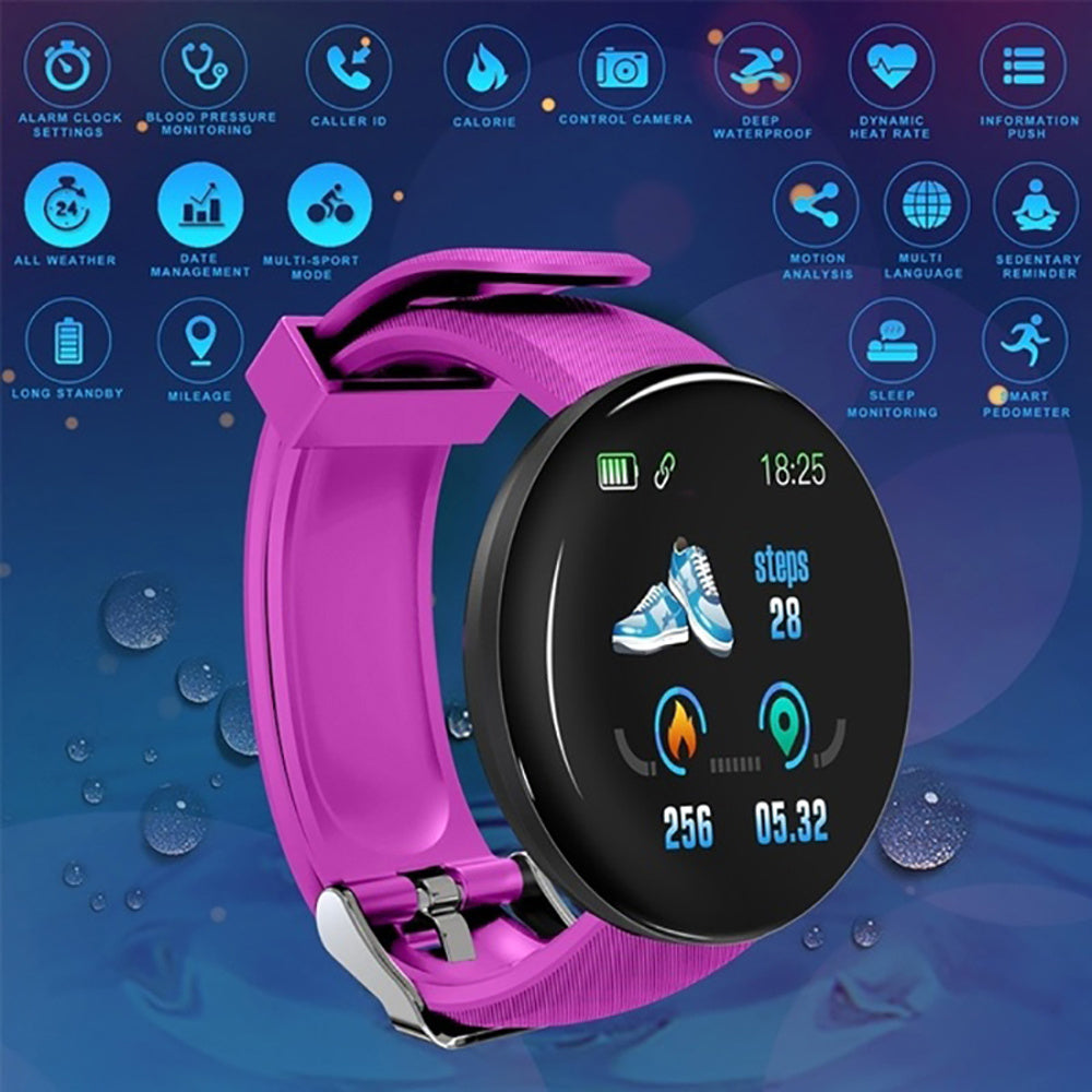 D18 Smart Watch: Heart Rate, Blood Pressure, Fitness Tracker, Bluetooth